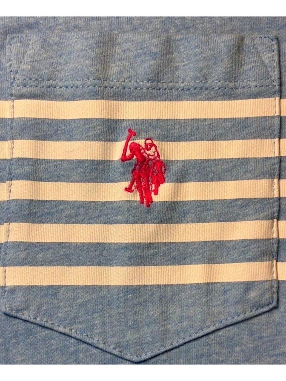 U.S. Polo Assn. MenS Xxl Blue Striped Pocket Crew Neck T Shirt